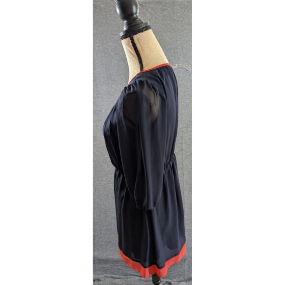 Sweet Storm Dress Peek a Boo Sleeve Navy Orange Detail Womans Size Small - Picture 13 of 16